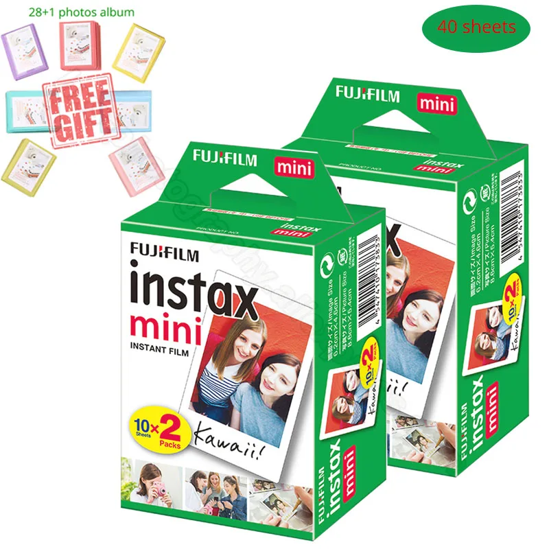 40 sheets Fujifilm Instax Mini мгновенная белая пленка+ Бесплатный альбом для Instax Mini 9 8+ 7s 70 90 25 камера принтер Liplay SP-2 Polariod 300 - Цвет: 40 sheets