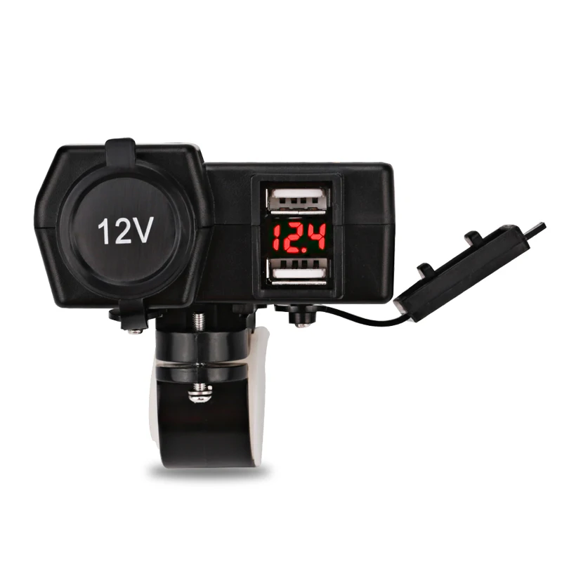 Waterproof Motorcycle Cigarette Lighter Socket Splitter + Dual USB Power Adapter Led Voltmeter 12V 24V for ATV Scooter | Автомобили и