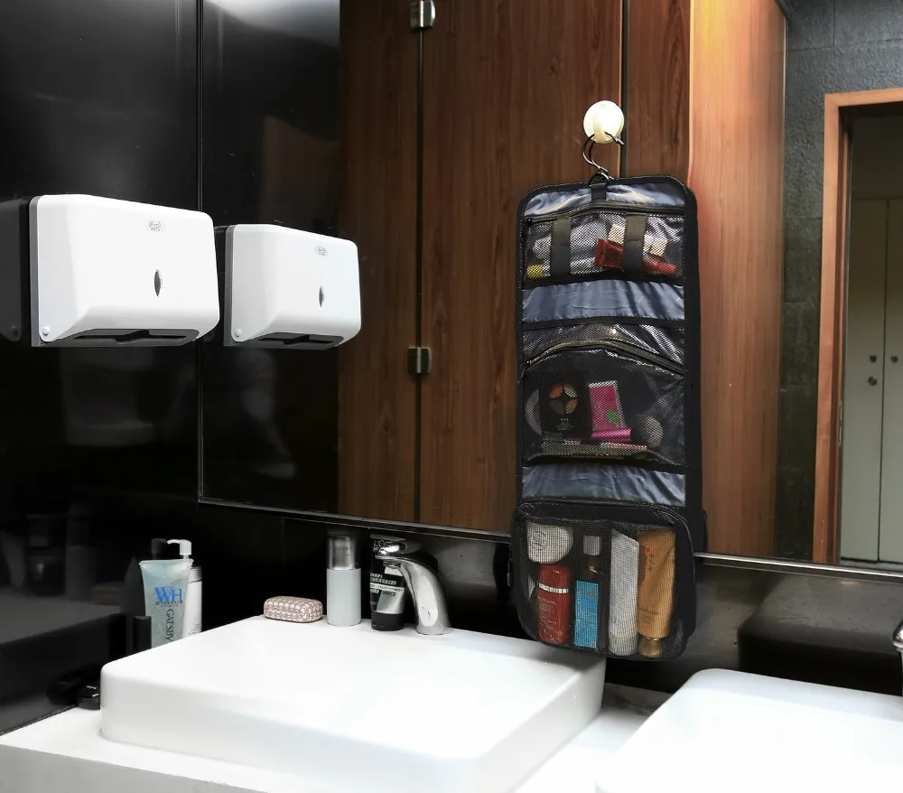 Женский органайзер для макияжа BAGSMART черный и красный цвета косметичка