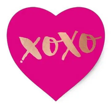 

1.5inch CUTE LOVE XOXO HEART modern rose gold bright pink Heart Sticker