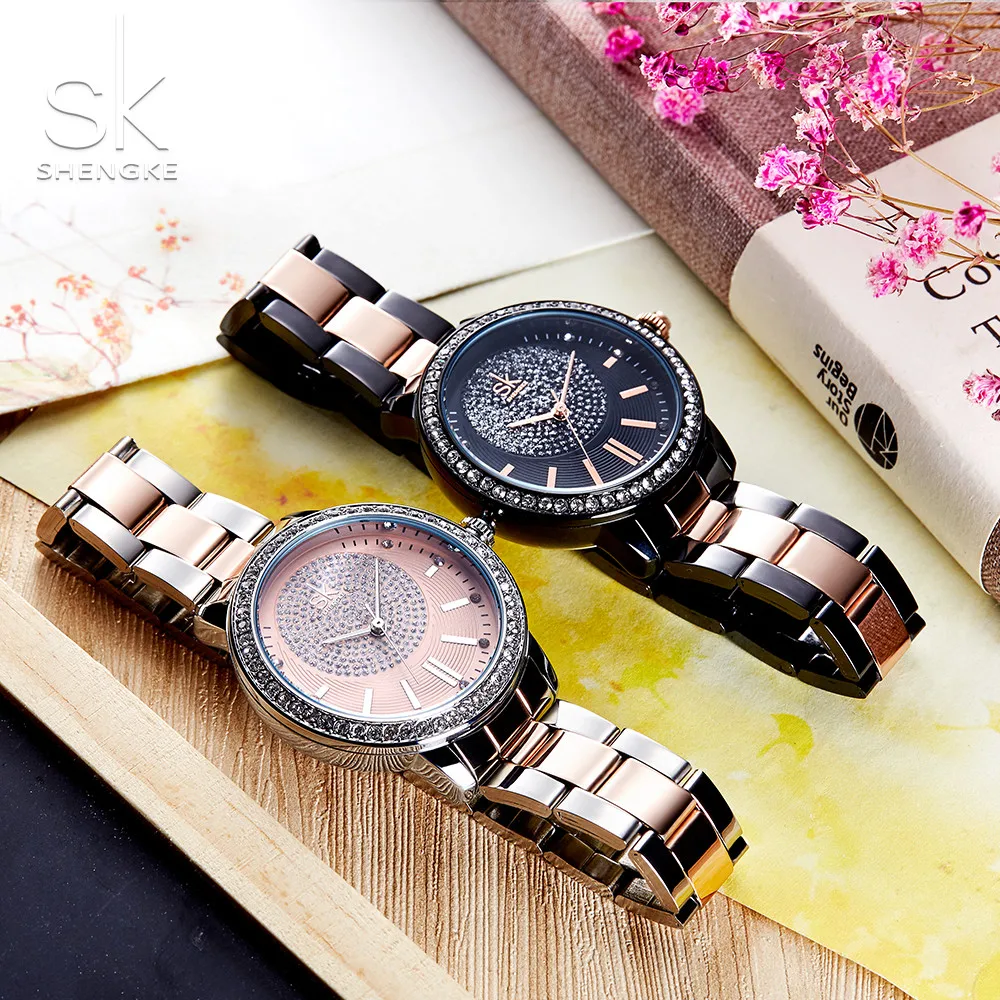 

SK Elegant Ladies Wrist Watch Casual Quartz Stainless Steel Band Marble Strap Watch Analog Women Quartz Wrist Watch Gifts