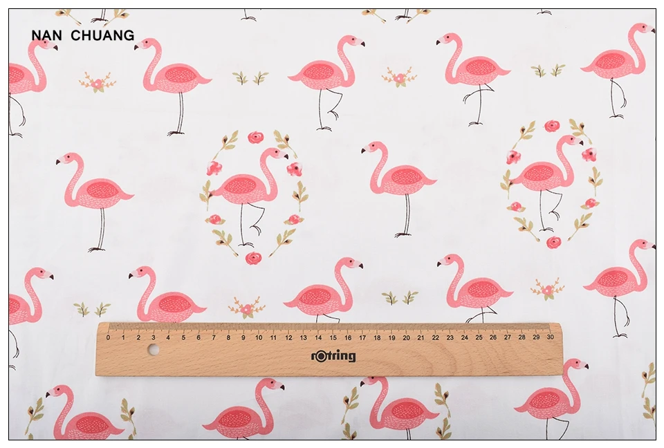 Nanchuang 4 шт./лот Фламинго печати Хлопок Twill Ткань Лоскутная Ткань для DIY Швейные и стежки сумки материал для скрапбукинга 20x25 см