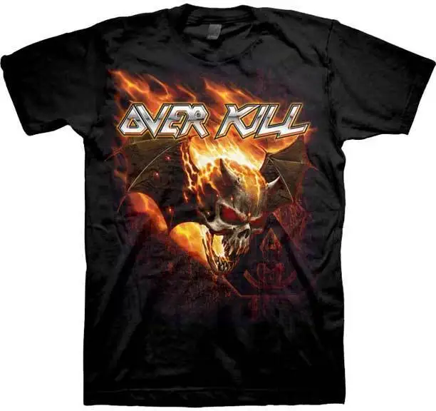 2019 OVERKILL летучая мышь череп огонь Мужская футболка | одежда