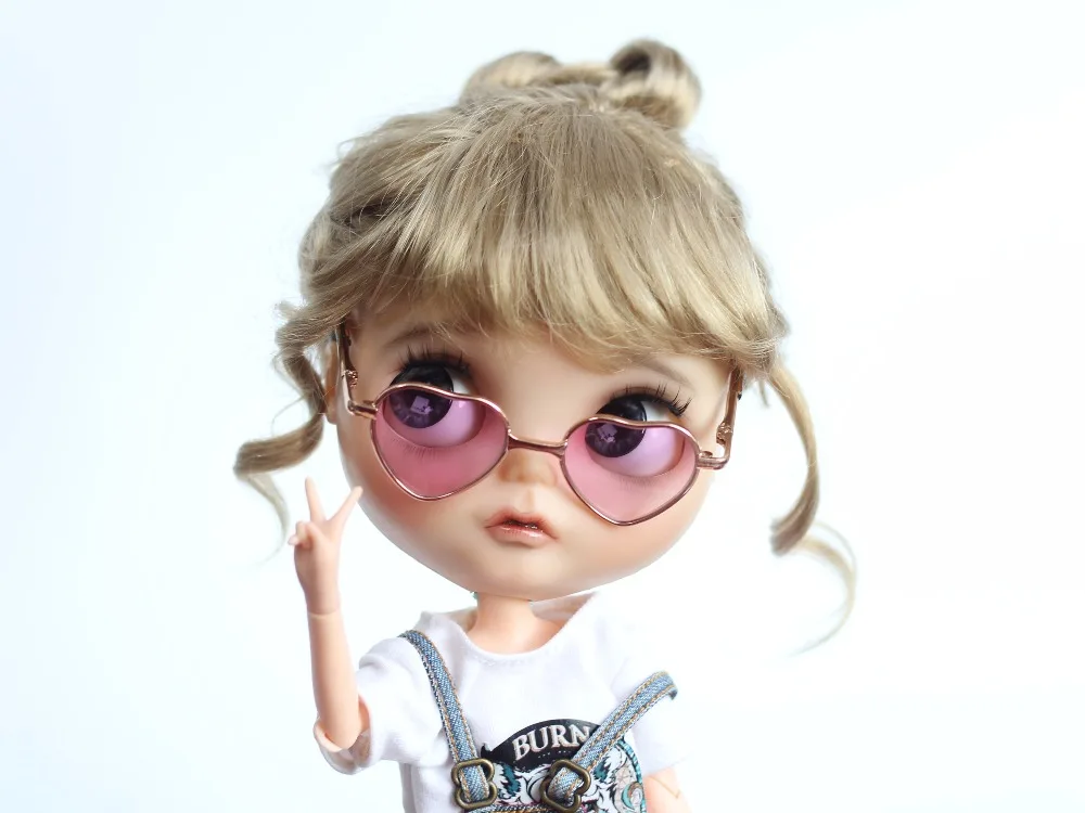 1 шт. 8 см крутые солнцезащитные очки в форме сердца для кукол blyth BJD реквизит для фотографий кукольные очки для кукол постепенное изменение цвета