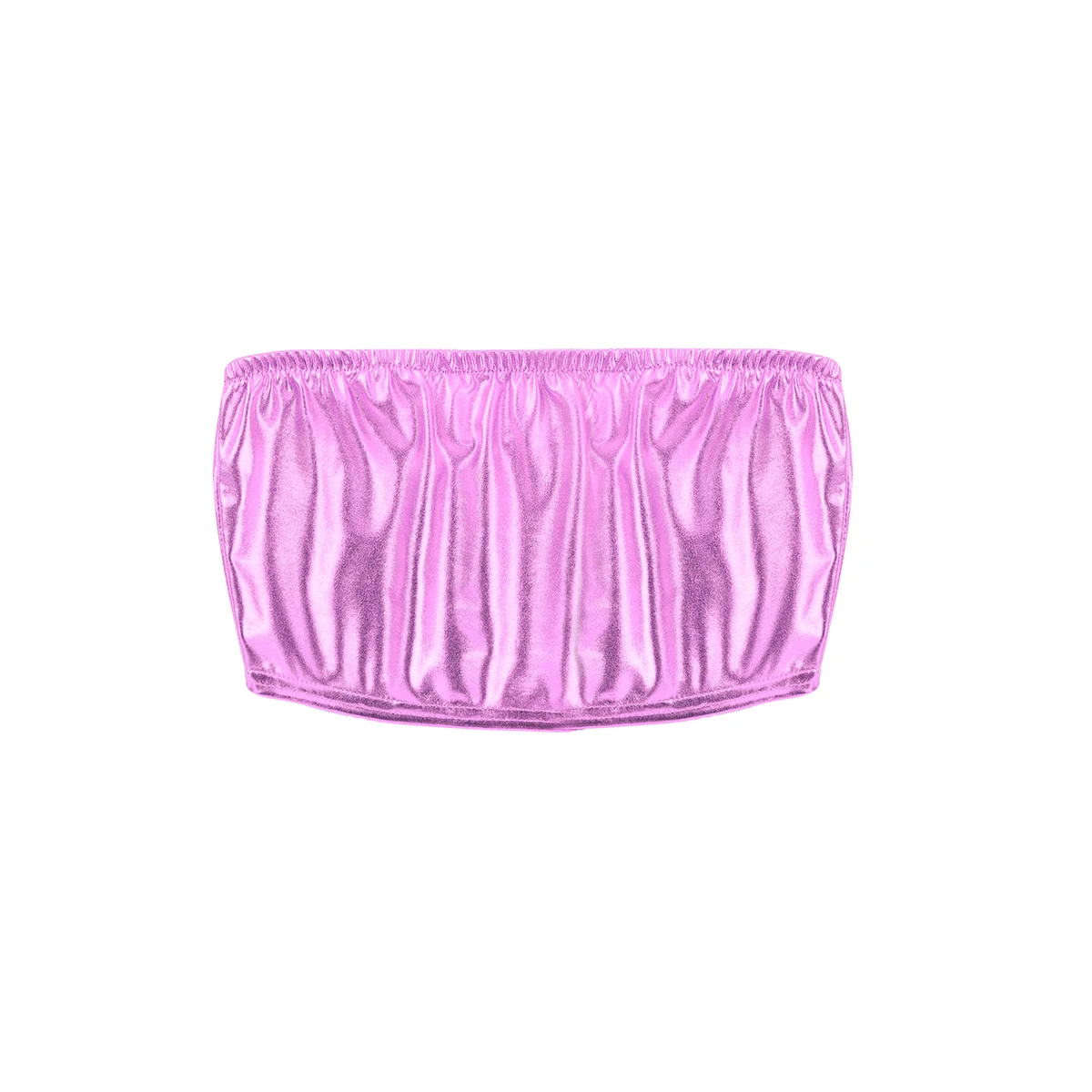 Стильный женский Блестящий металлический Топ без бретелек бретелей бюстгальтер