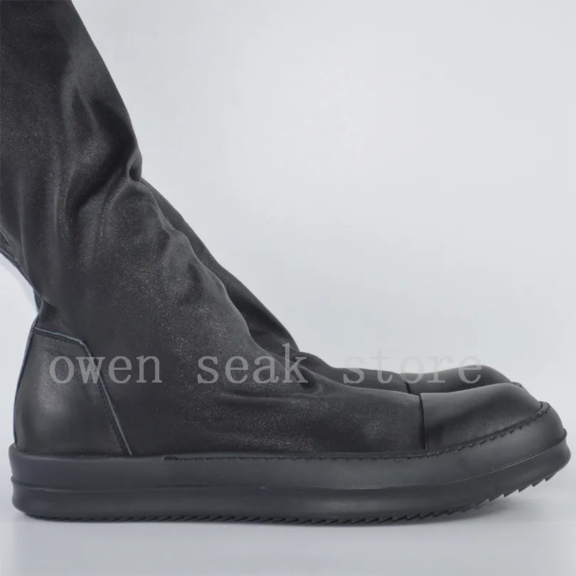 Женские сапоги из овечьей кожи на плоской подошве|shoes knee|knee high bootshigh boots |
