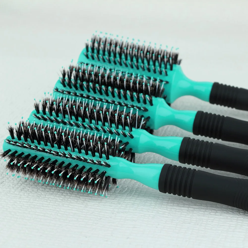 Зеленая Профессиональная круглая щетка для волос деревянная расческа с зубчатой