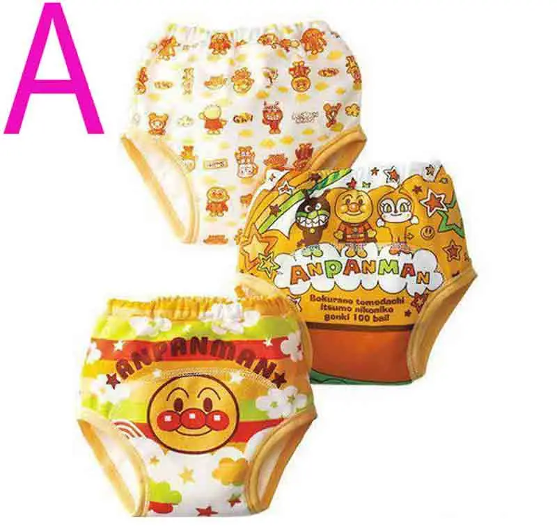 3 шт./лот, Anpanman, 3-слойное нижнее белье Детские тренировочные штаны детские подгузники, детские подгузники, шорты для мальчиков и девочек трусы, нижнее белье - Цвет: A
