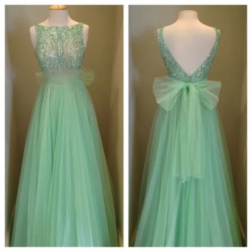 Backless Prom Dresses Scoop Neck Sleeveless Crystal Vestido De Festa Longo A-line Floor-length Long Homecoming | Свадьбы и торжества