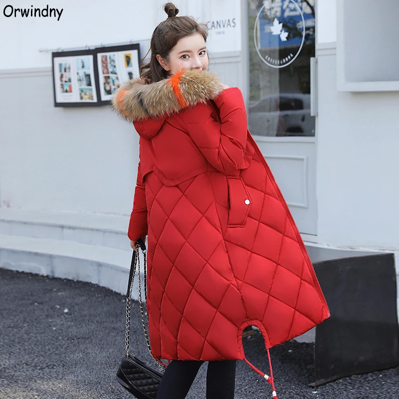 Длинная зимняя куртка orwinny Женская парка большого размера 3XL с хлопковой