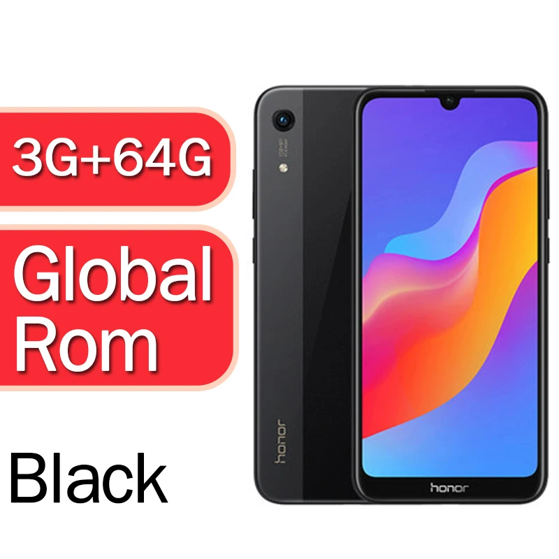 3G 64G Black Оригинальная глобальная версия на выбор Honor 8A 6,0" MT6765 Восьмиядерный Android 9 для ухода за лицом ID 3020 мАч 3 слота для карт 4g смартфон - Цвет: 3G 64G Black