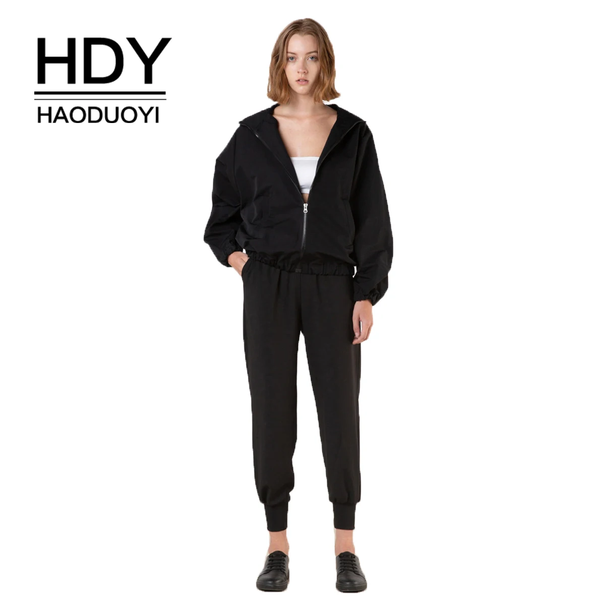Спортивные штаны шаровары HDY Haoduoyi однотонные с эластичной резинкой на