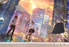 Самоклеящаяся настенная 3D наклейка с изображением романтического города, 2 японских аниме, настенные наклейки
