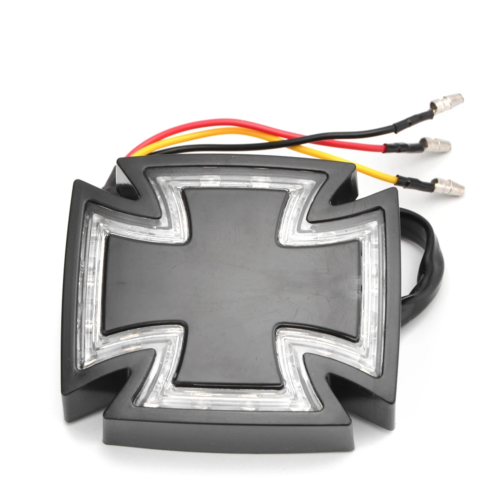 Black Clear Light BJMOTO ABS, 12 В, мотоциклетный, велосипедный, крестообразный, светодиодный, тормозной светильник, Беговая лампа, задний светильник s, задний светильник для Harley Chopper Bobber, мотоциклетные - Цвет: Black Clear Light