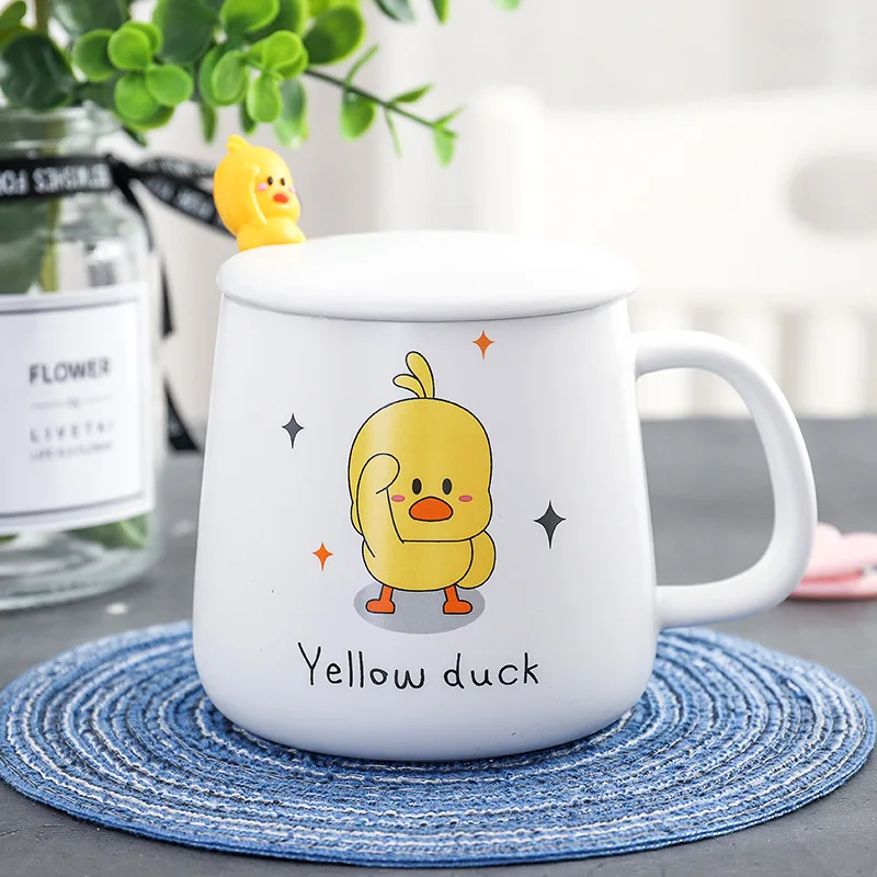 1 Милая кружка чашка кофейные чашки Tazas De Ceramica Creativas путешествия таза кафе маленькая Желтая утка молоко Кружки Мультфильм - Цвет: 1