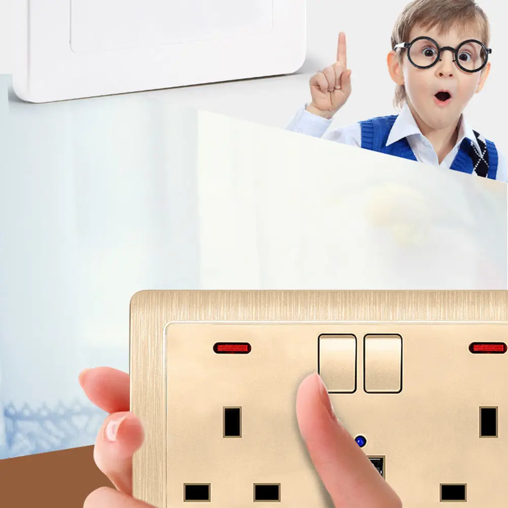 Автомобильная настенная вилка Великобритания двойная розетка 2 канала 13 а с USB