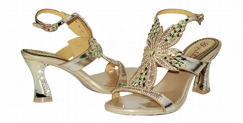 Новинка 2016 года модные босоножки на высоком толстом каблуке с кристаллами