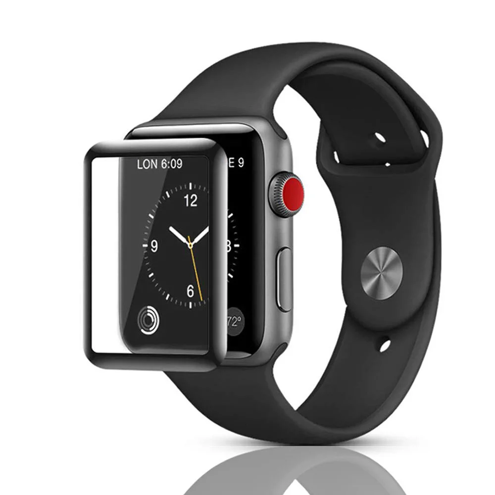 9h 3d закаленное стекло для Apple Watch 38 42 40 44 мм полное покрытие изогнутые края Защита