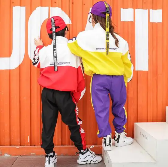 Boys Girls Street Dance Clothes Suit Autumn Children's Fashion Long Sleeve Performance Tracksuit Kids Hip-Hop Sportswear Outfits | Детская