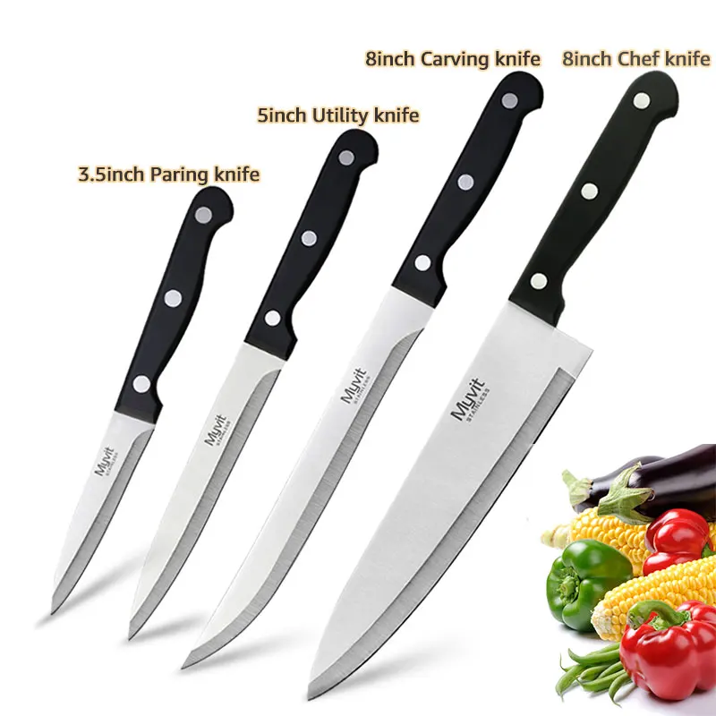 4 knives set Кухонные ножи из нержавеющей стали 3,5 '5'8' 3CR13, многофункциональный нож в японском стиле для очистки овощей и фруктов, нож для мяса, кухонный инструмент - Цвет: 4 knives set