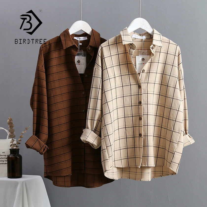 Новое поступление Женская клетчатая блузка оверсайз с рукавом летучая мышь