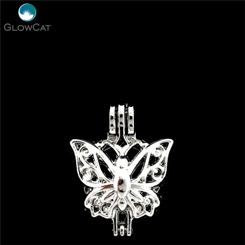 K701 5 шт./лот серебряный сплав Бабочка дух жемчужная клетка кулон сказочная