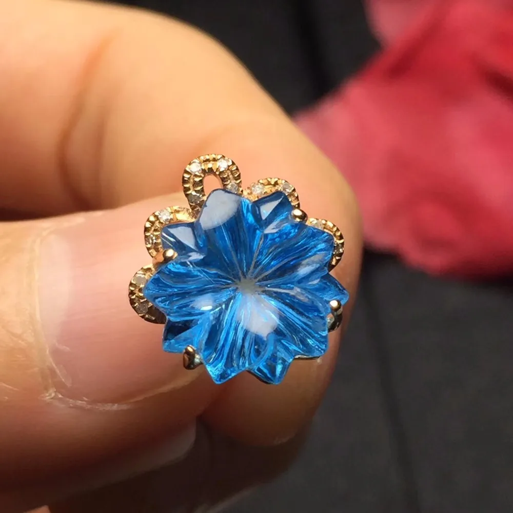 Кулон с топазом ювелирные изделия из чистого 18 каратного золота 100% натуральный