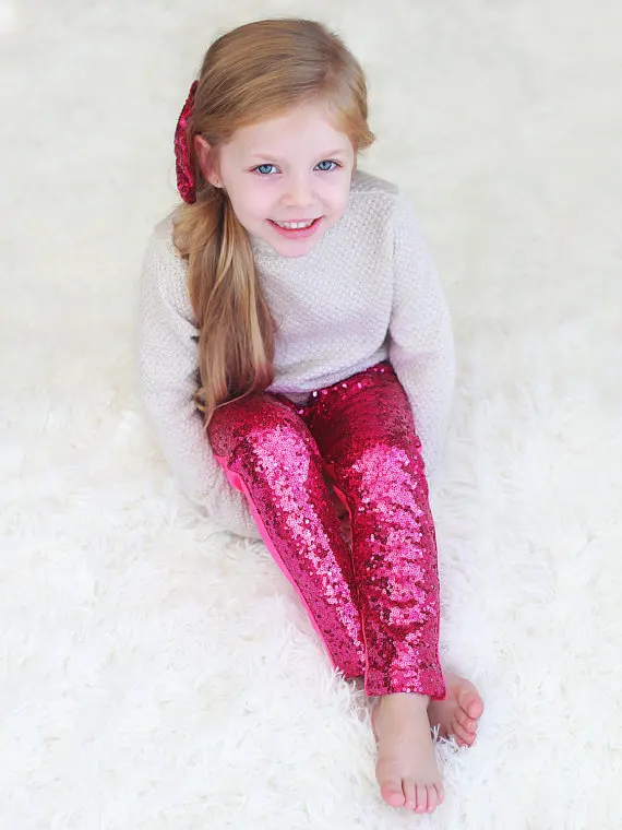 Ярко-розовые штаны с пайетками для девочек ярко-розовые блестящие яркие леггинсы