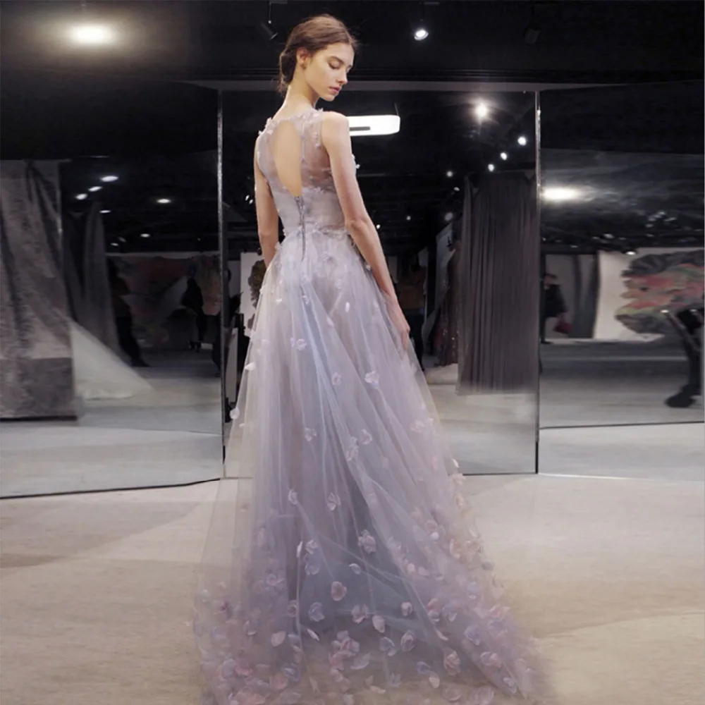 ANTI Princess Newest Sleeveless Flower Formal Evening Dresses Long 2019 Fashion Beach Party Gowns 3D Flowers Woman Vestido Longo | Свадьбы и
