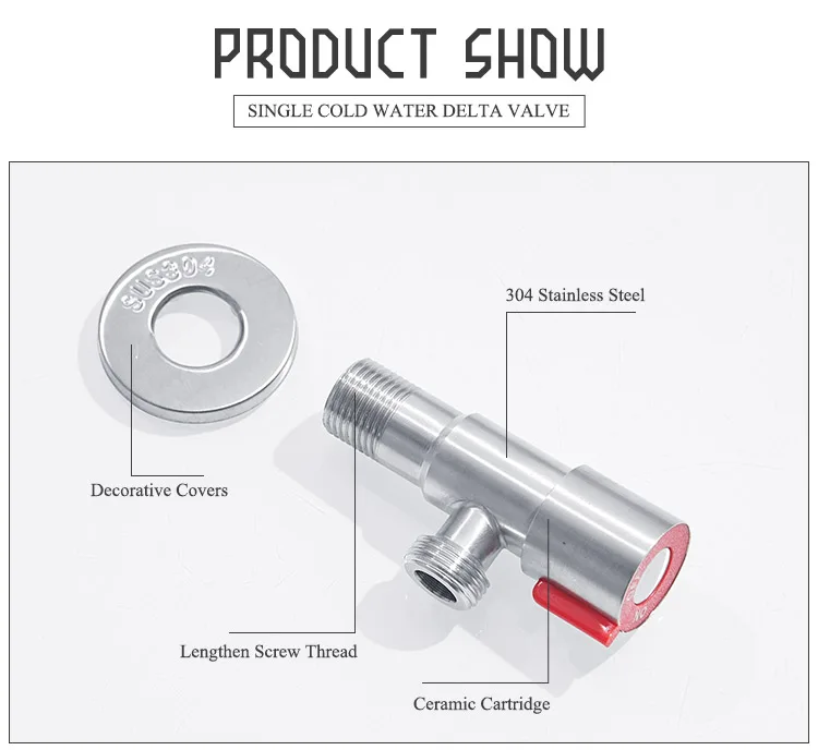 USU304Stainless Сталь впускные клапаны только для холодной воды, треугольный клапан Керамика катушки Valvula Ангуло Туалет промывные клапаны SJF-010-1