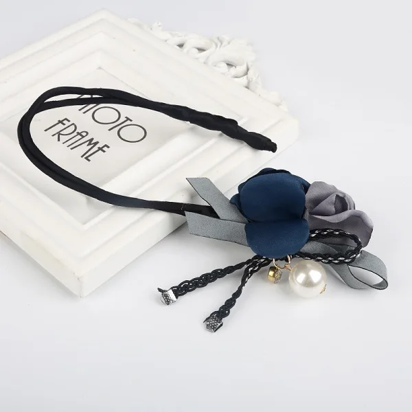 02 Navy Gray Цветок жемчужная подвеска для волос булочка пончик волшебный легкий инструмент для укладки волос продукты прическа аксессуары для волос для девочек женщин леди - Цвет: 02 Navy Gray