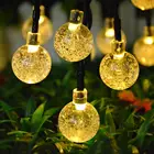 Светодиодная лампа для газона на солнечной батарее, уличный садовый светильник с хрустальным шаром, Рождественское украшение для ландшафсветильник, 6 м, 30 светодиодов