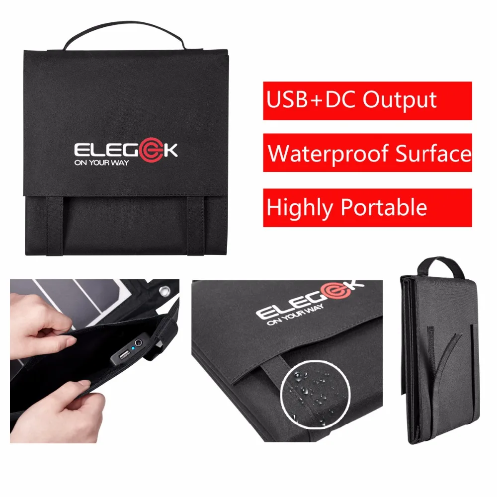 Складная солнечная панель ELEGEEK 80 Вт USB + DC Выход портативная для телефона ноутбука