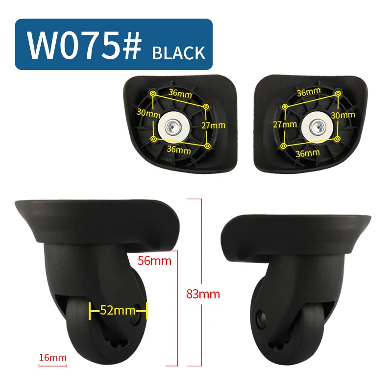 W075(2 Wheels)Black 14-30 дюймов Чехол для костюма на колесиках, универсальные аксессуары для багажа, чехол для костюма на колесиках, запчасти, высокое качество, чехол на колесиках, ролики - Цвет: W075(2 Wheels)Black