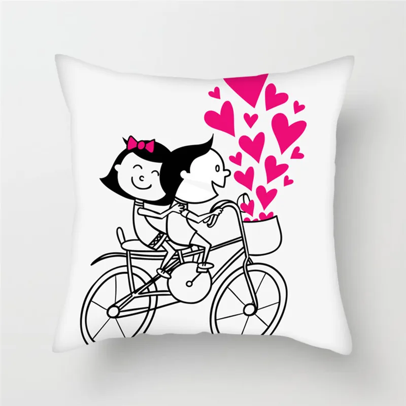 Fuwatacchi Cartoon Couple Printed Pillow Cover Throw Pillows Customize Cushion Decorative for Sofa Car Bedroom | Дом и сад