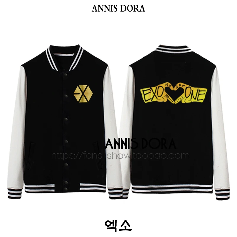 EXO we are one logo kris D.O. baekhyun sehun chanyeol хлопковая флисовая бейсбольная куртка | Мужская