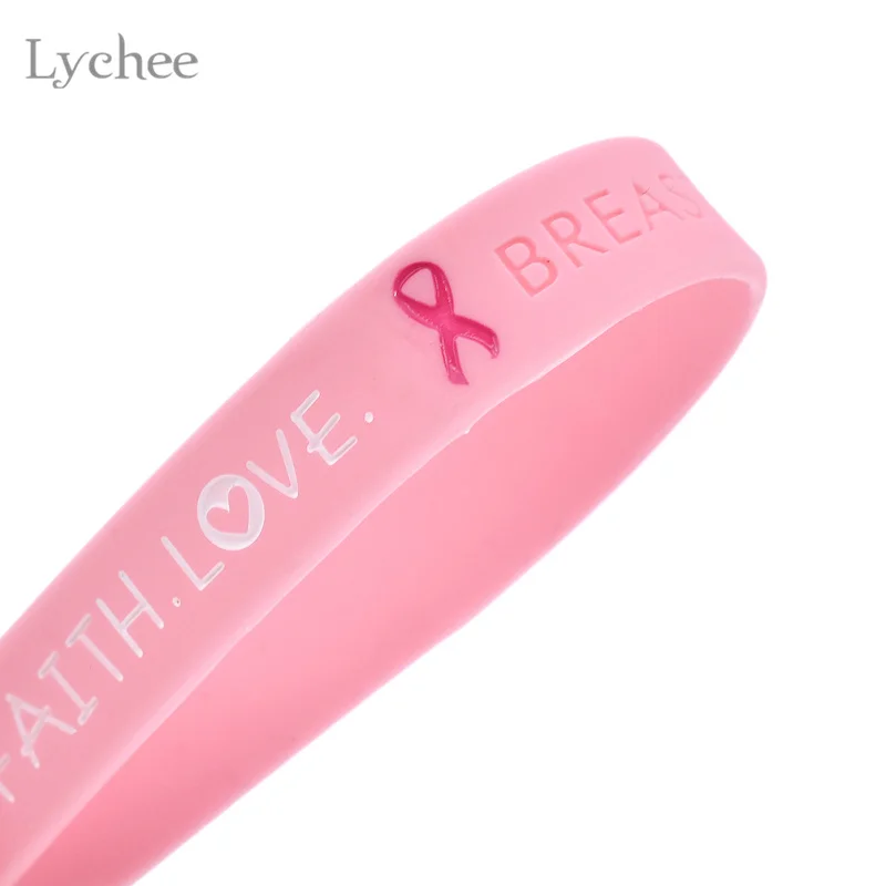 Силиконовый браслет Lychee для повышения уровня здоровья при раке груди розовый
