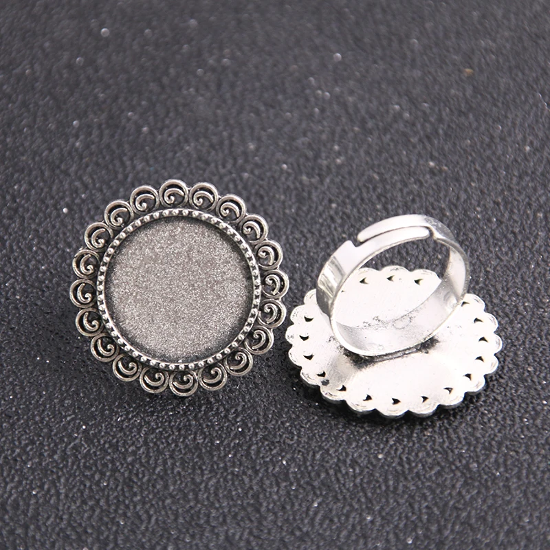 Регулируемые кольца Fit18mm Dia из античного сплава с заготовками для кабошоном