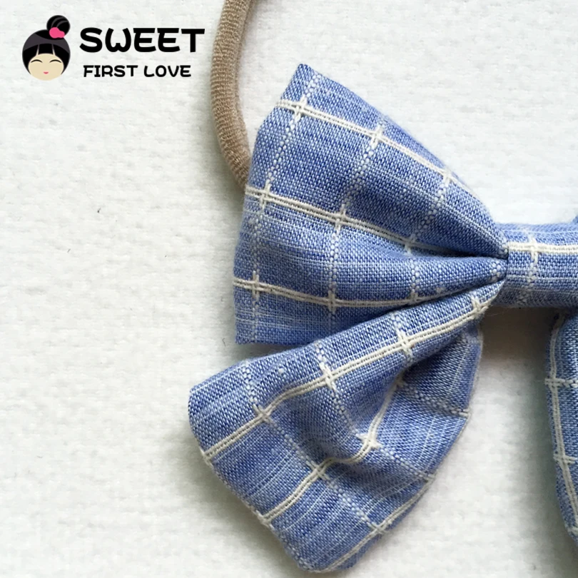 

5pcs/lot Handmade Bow Headbands Cute Girls Plaid Cotton Headwear Elastic Nylon Bowknot Headband Hair Accessories For Women