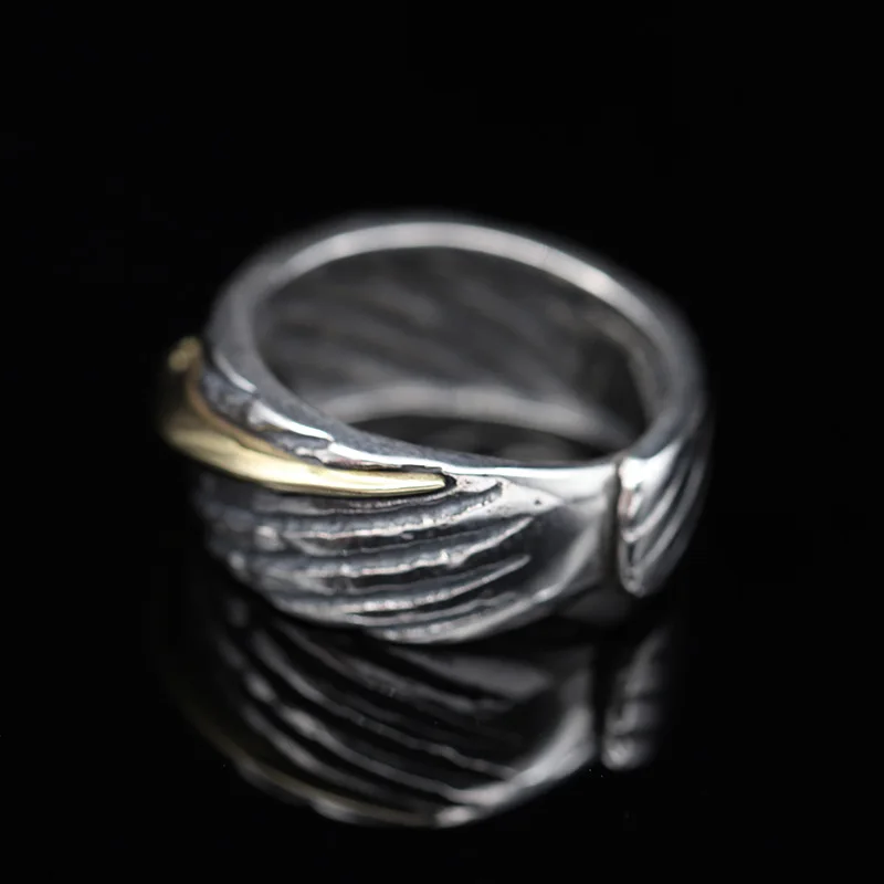 925 Sterling Silver personality retro Thai silver craft ring red and blue openings | Украшения и аксессуары