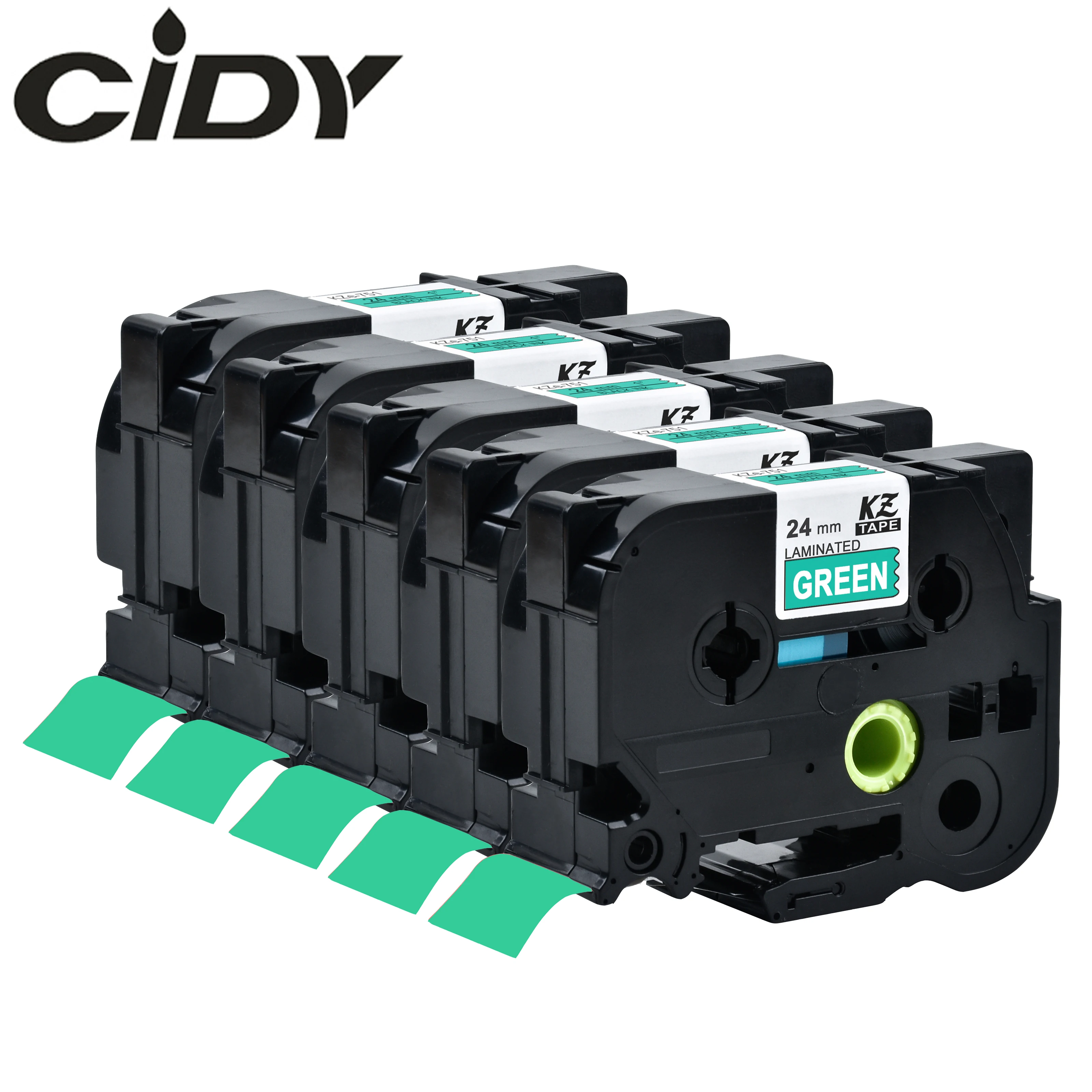 

CIDY TZe 755 TZ 755 Tze755 TZ755 5pcs White on green tze compatible laminated tape for brother printers
