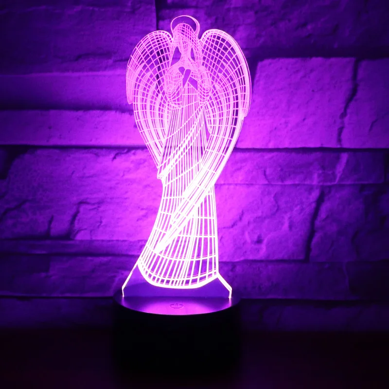 

3D LED Night Light for Angel with 7 Colors Light Home Decoration Lamp Amazing Visualization Optical Illusion Awesome