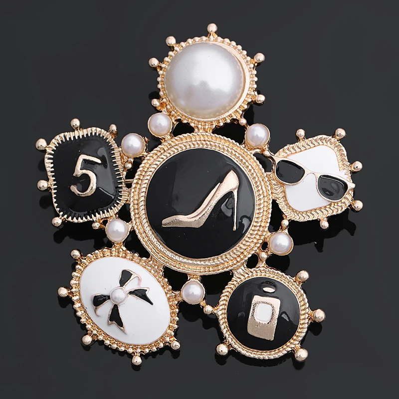 Элегантные женские модные эмали каблук Духи лук брошь булавки в золотистом и