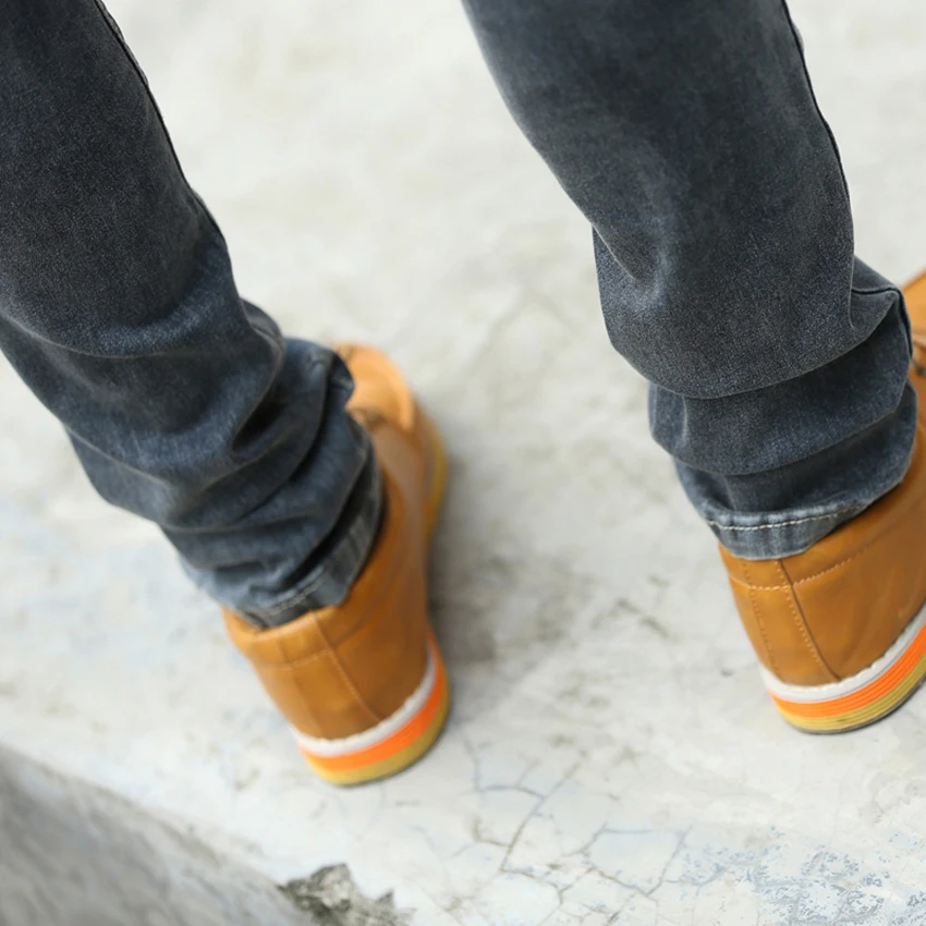 Мужские Мягкие темно серые джинсы мужские облегающие эластичные джинсовые брюки