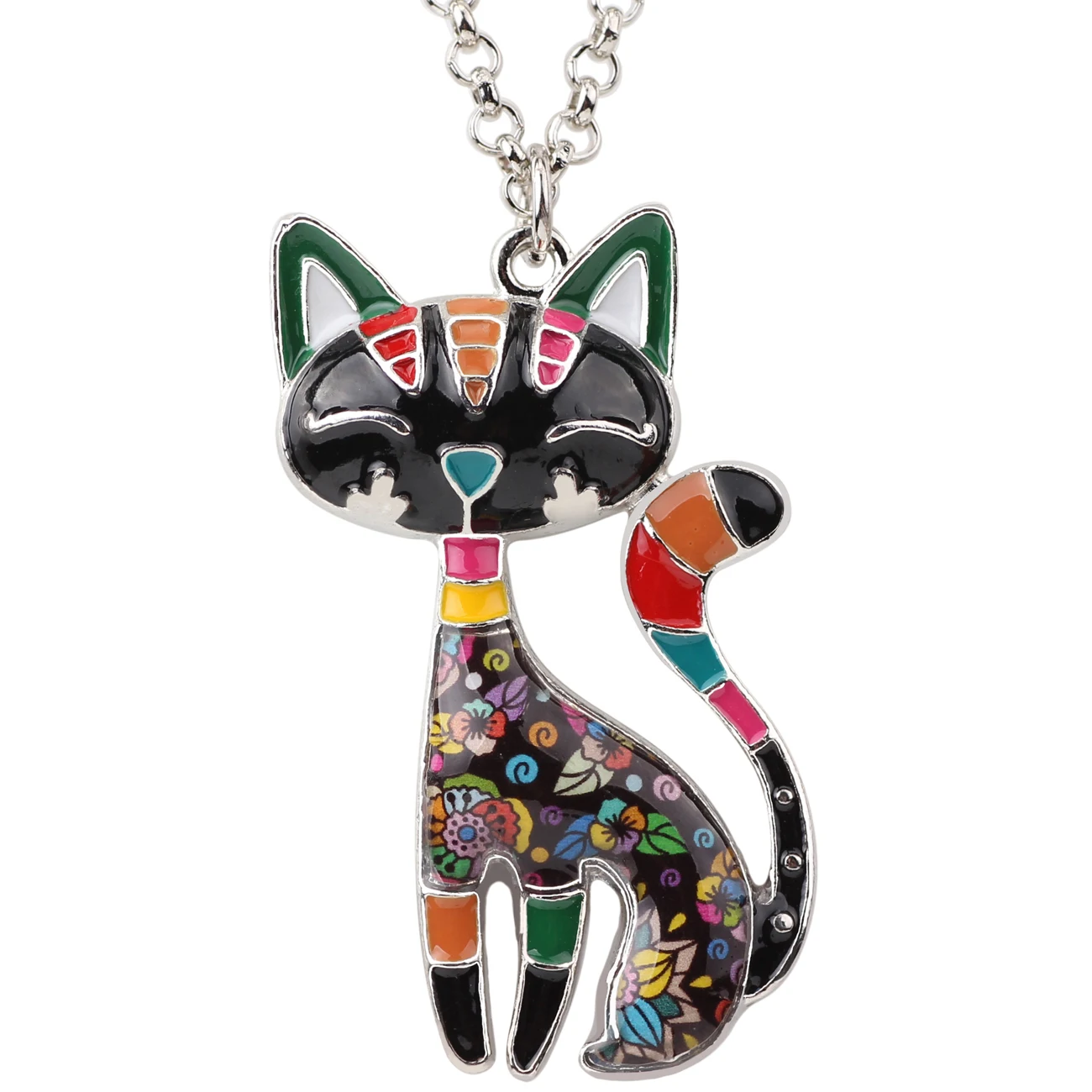 WEVENI Enamel Elegant Cat Kitten Necklaces Choker Pendant Chain Cute Animal Jewelry For Women Girls Pet Lovers Party Gift Bijoux | Украшения