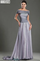 free shipping new design gorgeous off the shoulder a line court train evening dress