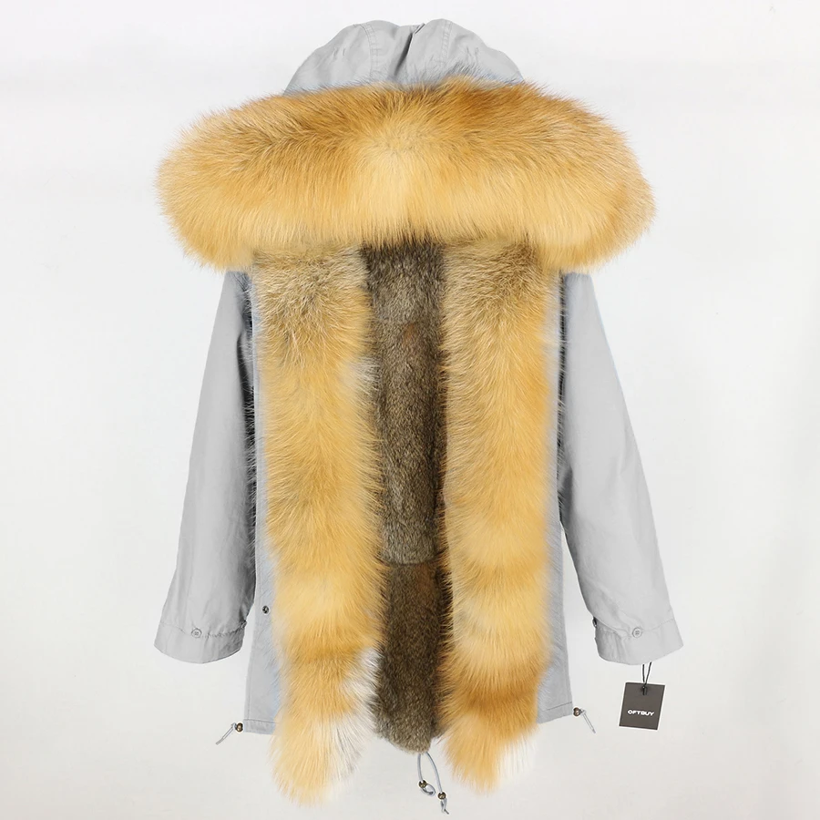 29 OFTBUY, зимняя женская куртка, длинная парка, настоящий золотой Лисий мех, воротник, капюшон, натуральный мех кролика, подкладка, толстая, теплая, парка, уличная одежда - Цвет: 29