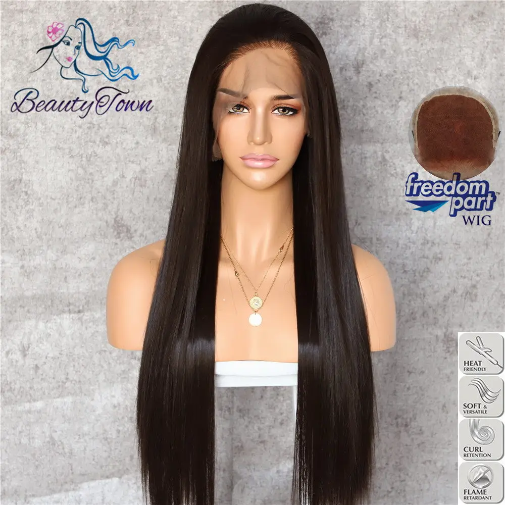 #6 BeautyTown коричневый цвет 13x6 большая кружевная свободная часть Futura термостойкие не запутывающиеся волосы Повседневный макияж слой синтетический кружевной передний парик - Цвет: #6