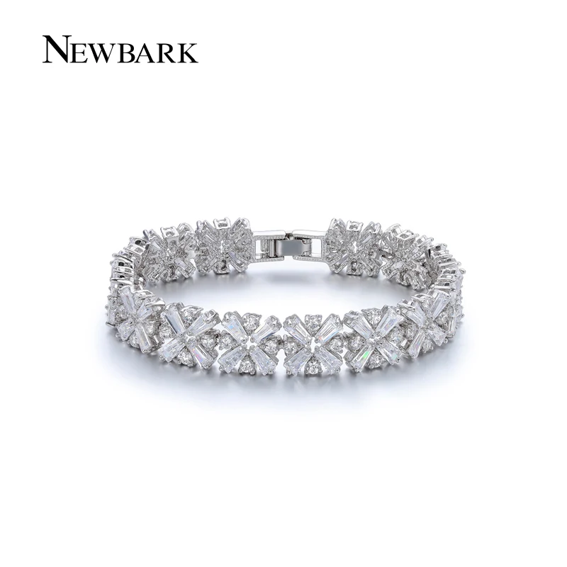 NEWBARK Charm Tennis Bracelets for Woman Pulseira Classic Wedding Jewelry Lady AAA+ Cubic Zirconia Snowflake Bracelet & Bangle |