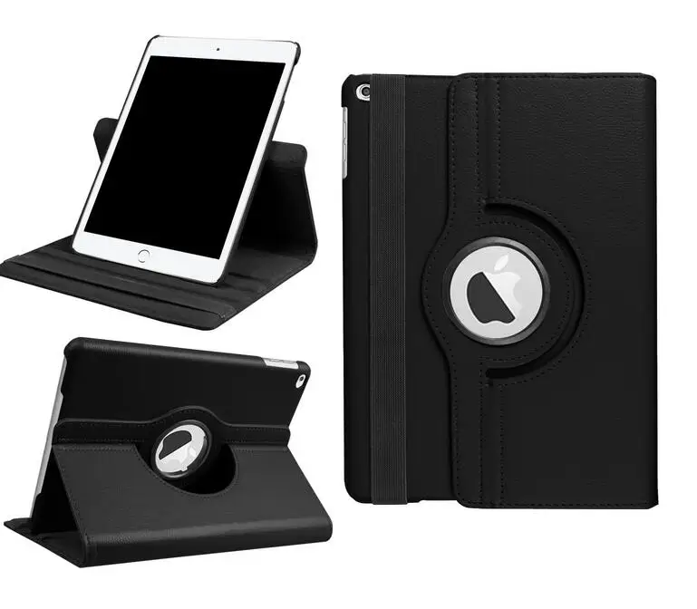360 градусов вращающийся кожаный для Apple iPad 9,7 A1822 A1823 A1893 A1897 с подставкой и сна Smart Cover+ ручка - Цвет: Черный